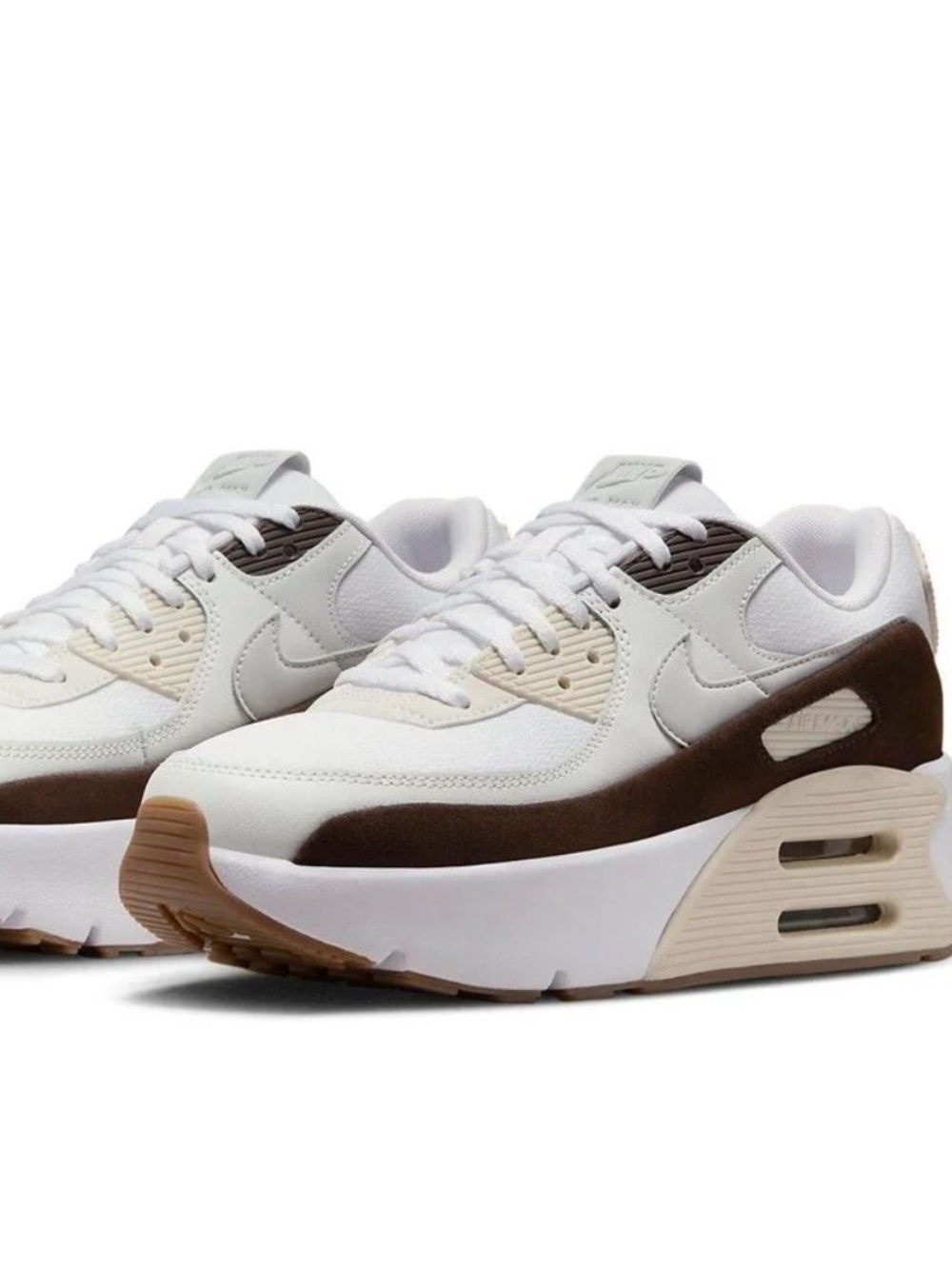 Women Nike Air Max 90 LV8 "White/Baroque Brown/Light Orewood Brown Sneakers